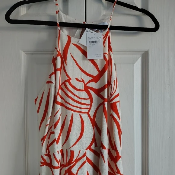 Nordstrom Lost & Wander Salt to the Sea Midi Halter Dress Red & Cream M NWT - Picture 10 of 13